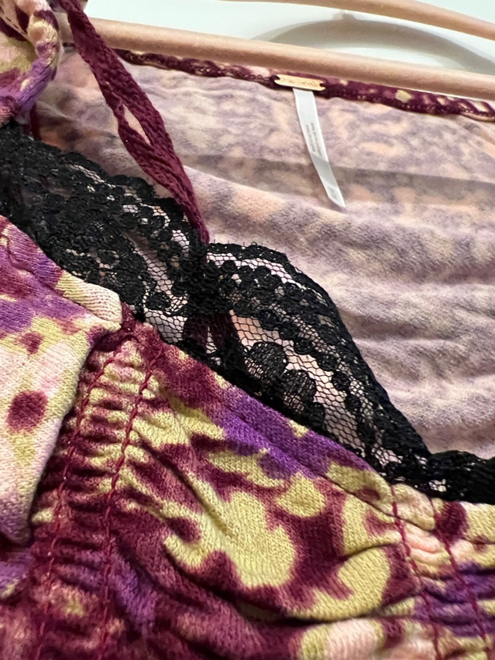 Free People Ruched Long Sleeve Floral Scoop Top in Plum - Picture 5 of 16
